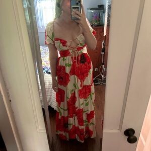 RESA Red and White Floral Maxi Dress
